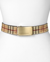 With the brand's signature Haymarket check on one side, and smooth, supple leather on the other, this reversible Burberry belt can be flipped to suit your daily whims.