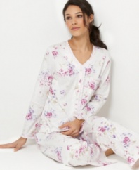 Bring an element of enchantment to your night. The Botanical Garden pajamas by Charter Club are made of comfy cotton and sweetened up with satin trim and ruffles.