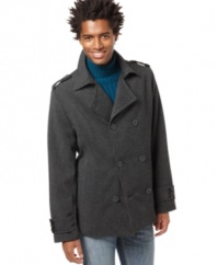 Classic good looks. This medium-weight peacoat from X-Ray is an always stylish classic for the season.
