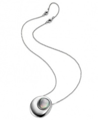 It takes two. The reversible design on Breil's pendant necklace lets you choose between light blue quartz or black mother of pearl--all the better to mix and match with your wardrobe! Set in silver tone stainless steel. Approximate length: 16-1/2 inches + 2-inch extender. Approximate drop: 1-4/10 inches.