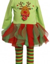 Bonnie Jean Girls 2-6X Reindeer Tutu Legging Set, Green, 4T