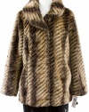 Alfani Coffee Ribbed Faux Fur Shawl Collar Long Sleeve Coat