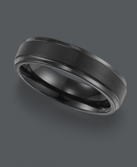 Spice up your look with sophisticated style. Triton men's ring features a chic lined design in a black tungsten carbide band (6 mm). Sizes 8-15.