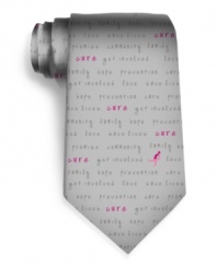 Until there's a cure. This tie from Susan G. Komen keeps what's important right out front.