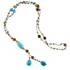Chuvora Genuine Turquoise Stones Multi Gemstones Crystals Long Necklace 37''