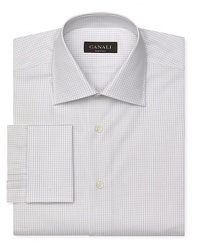 With its tasteful fine check print and contemporary fit, make this handsome dress shirt from Canali the cornerstone of your sophisticated dress attire.