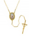 A traditional rosary with a papal theme. Design by Vatican features an oval-shaped centerpiece in tribute to Pope John Paul II. Chain, setting, and crucifix crafted in gold tone mixed metal with sparkling crystal accents. Approximate length: 24 inches. Approximate drop: 6-1/4 inches.