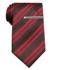 A wide-set stripe gives this Alfani tie sophisticated appeal in your nine-to-five wardrobe.