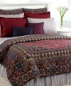 Boasting an ornate Persian rug design in rich hues of navy and burgundy, this Lauren Ralph Lauren European sham accents your bed with distinction. Featuring 100% cotton with zipper closure and trim detail; reverses to self.