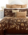 Beautifully embroidered leaves in stunning silver decorate the flat sheet and pillowcases of this Martha Stewart Collection sheet set for a dramatic effect. (Clearance)