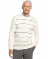 A double dose of pattern. This Geoffrey Beene marries two favorites on this clean, classic crew-neck sweater.