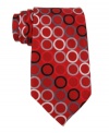 Vibrant colors and a neat geometric print make this smooth silk tie from Michael Kors a must-have for any guy's tailored wardrobe.
