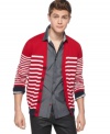 Style in a flash.  Pop some color into your sweater style with this bright cardigan from Sons of Intrigue.