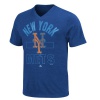 MLB Mens New York Mets Game Day Weathered Deep Royal Heather Short Sleeve V-Neck Tee By Majestic