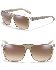 Keep your cool in square wayfarer sunglasses featuring stylish striped arms.