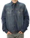 True Religion Men's Trucker Jacket Button Up Jean Jacket Blue