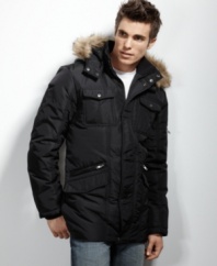 Look cool while you get warm. This nylon puffer from INC International Concepts can weather anything.
