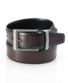 Smooth, pliable leather lends a soft sophisticated touch to any ensemble with this stitched Geoffrey Beene belt.