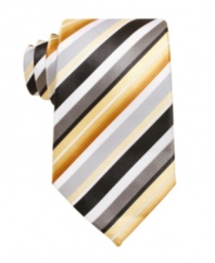 In a mixed stripe, this Geoffrey Beene striped brings instant life to an otherwise monochromatic palette.