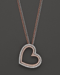 Diamond Heart Pendant Necklace in 14K White and Rose Gold, .30 ct. t.w., 18