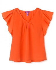 Aqua's flutter sleeve top brings a light, feminine element to your little girl's daily attire.