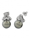 Effy Jewlery 14K Gold Diamond and Tahitian Pearl Earrings, .13 TCW