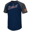 MLB Detroit Tigers Big Leaguer Fashion Crew Neck Ringer T-Shirt, Navy Heather/Charcoal Heather