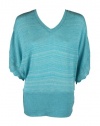 One A Womens Marled V Neck Pointelle Knit Dolman Top