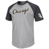 MLB Chicago White Sox Big Leaguer Fashion Crew Neck Ringer T-Shirt, Steel Heather/Charcoal Heather