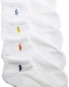 Polo Ralph Lauren Ladies 6-Pack Classic Cotton Sport Socks Shoe Size 4-10.5 (White Assorted)