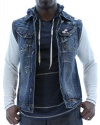 Akoo Movement Denim Vest Jacket Distressed Studded