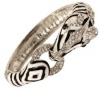 Elegant Zebra with Crystals, Black and White Enamel Stripes Silver Hinged Bangle Bracelet