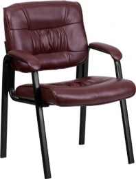 Flash Furniture BT-1404-BURG-GG Burgundy Leather Guest/Reception Chair with Black Frame Finish
