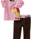 Little Rebels Baby-Girls Newborn 2 Piece Pony And Heart Print Pant Set