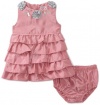 Hartstrings Baby-girls Newborn Shantung Tierred Dress And Diaper Cover Two Piece Set, Frosted Rose, 12 Months