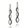 Sterling Silver Black Diamond Accent Infinity Dangle Earrings