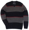 Nautica Mens Striped V-Neck Pullover Sweater