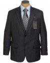 Tasso Elba Mens 2 Button Pleated Charcoal Gray Plaid Wool Cashmere Suit