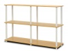 FURINNO 99634 BE/WH 3-Tier Double Size Storage Display Rack, Beech/White