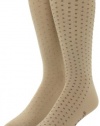 Dr. Scholl's Men's Non-binding Flat Knit Patterned Crew 2 Pair Sock, Khaki, Shoe Size 7-12