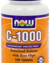 Now Foods C-1000  Sustained Release With Rose Hips, Tablets, 100-Count