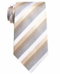 With a sleek modern stripe and refreshing color palette, this tie from Geoffrey Beene will instantly boost your office attire.