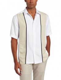 Cubavera Men's Big And Tall Tri Color Herringbone Textured Button Down Shirt