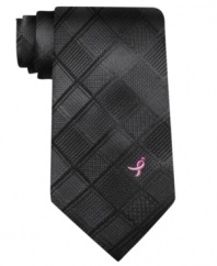 Raise awareness until there's finally a cure for breast cancer. This tonal grid tie from Susan G. Komen is an empowering piece for every man.