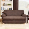 Sure Fit Stretch Leather 2-Piece T Loveseat Slipcover, Brown