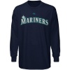 MLB Majestic Seattle Mariners Navy Blue Wordmark Long Sleeve T-shirt