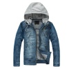 Allegra K Mens 2012 New Fashion Zip Up Thick Denim Jacket Light Blue M