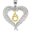 CleverEve Designer Series 10K Yellow Gold & Sterling Silver 1.70 grams Heart Shaped Mother & Child Pendant w/ Angel Wings Polished