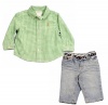 Polo By Ralph Lauren Infant Boy's 2 Piece Gingham Shirt & Pant Set (9 Months, Green)