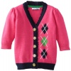 Hartstrings Baby-girls Infant V-Neck Cardigan Sweater, Berry Pink, 24 Months